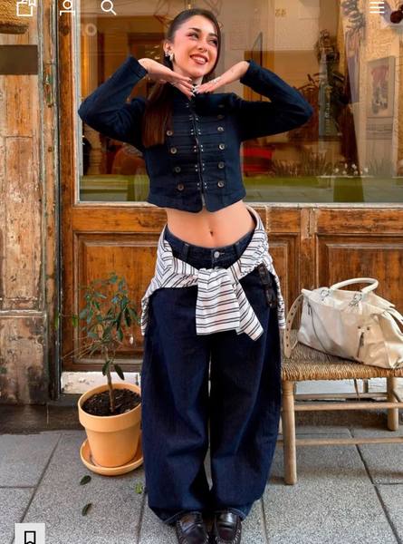 ג'ינס BAGGY BARREL בגזרה נמוכה מברשקה Bershka מידה 40